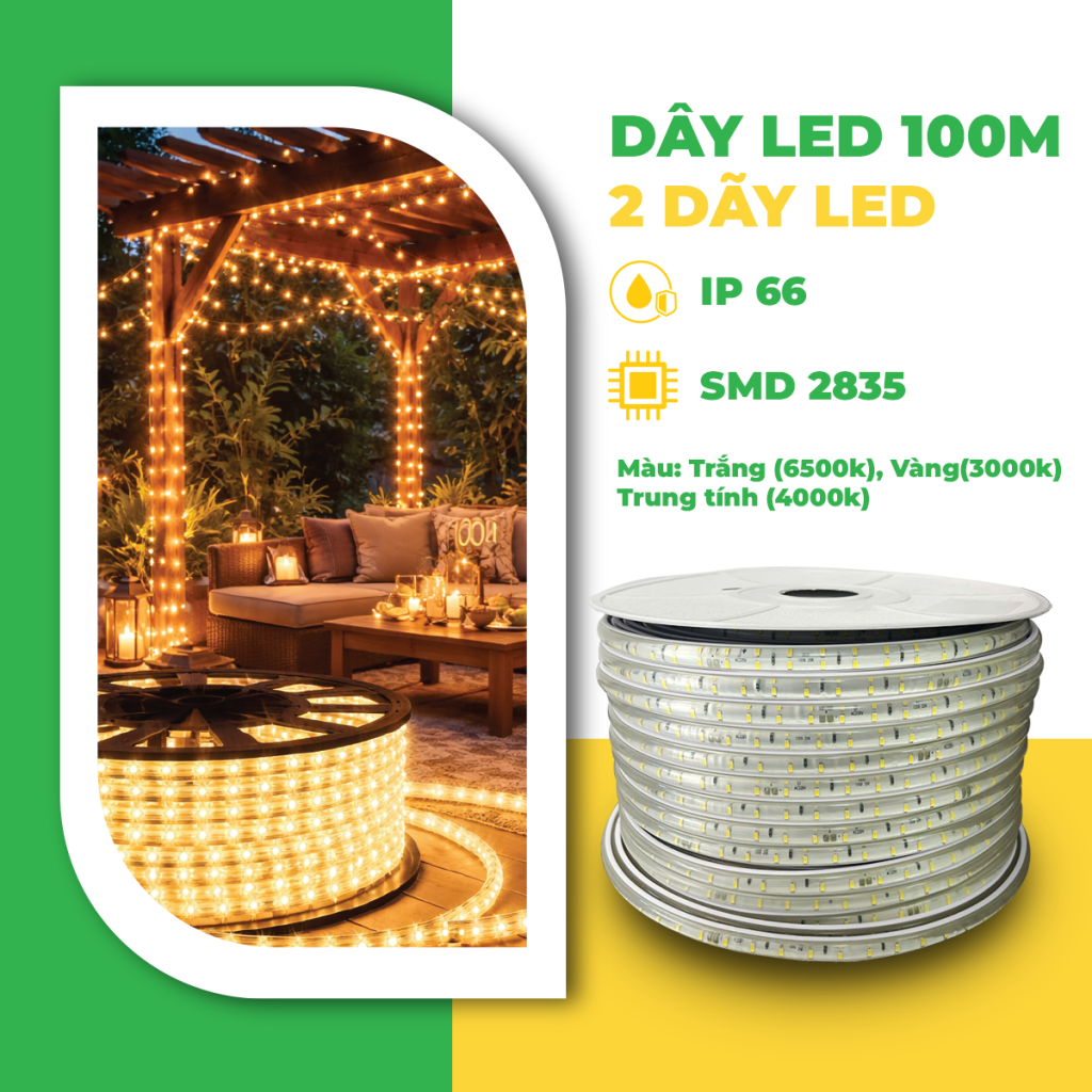 LED 100M – 2 DÃY LED