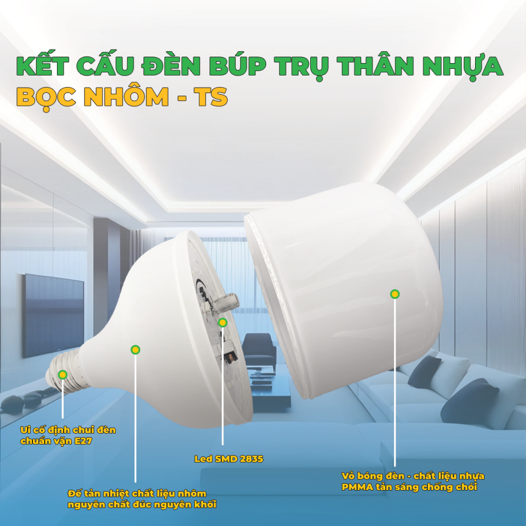 BÓNG TRỤ NHỰA BỘC NHÔM – TS